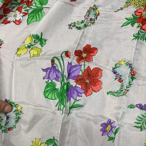 EUC Antique Hadson Cobalt Roll Hem Rayon and Silk Floral Scarf - Picture 7 of 8